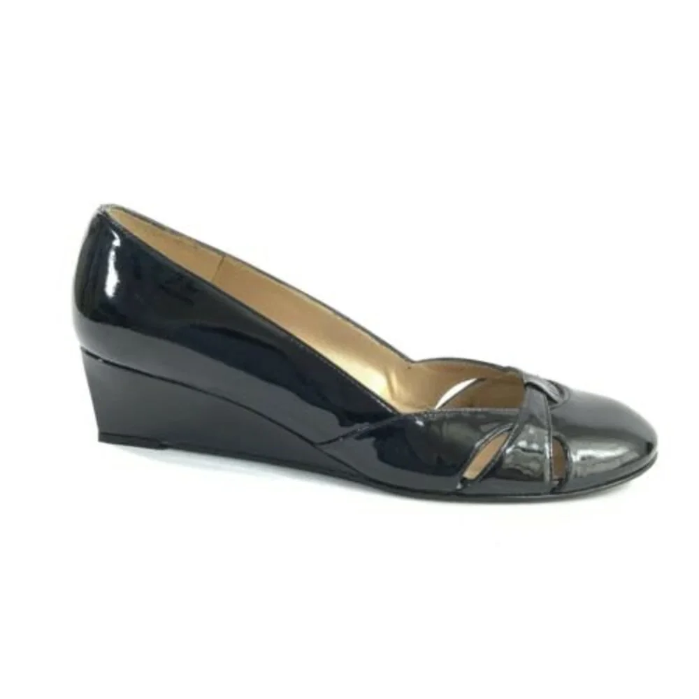 Stuart Weitzman Patent Leather Closed Toe Wedge Dark Green 6.5 - Picture 2 of 11